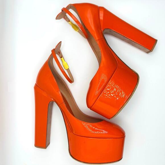 VALENTINO GARAVANI patent leather Tan-go Platform Pump In Titian IT 41.5 - Picture 12 of 16